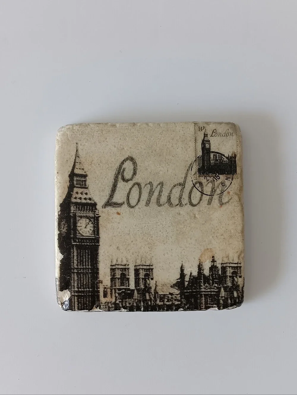 London England Marble Coaster Cork Back 3.5
